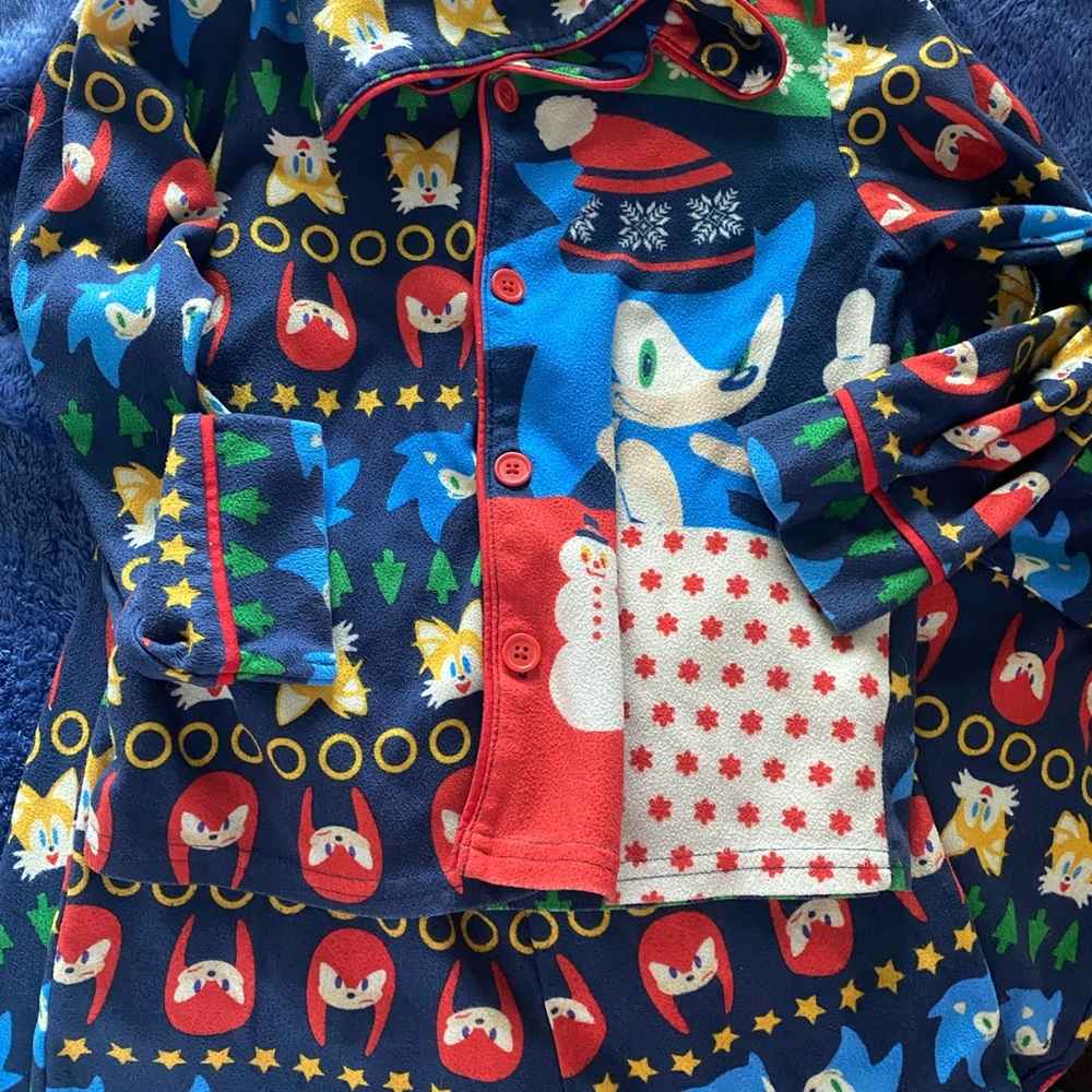 Kids Blue and Red Character Pajamas - Sonic the Hedgehog